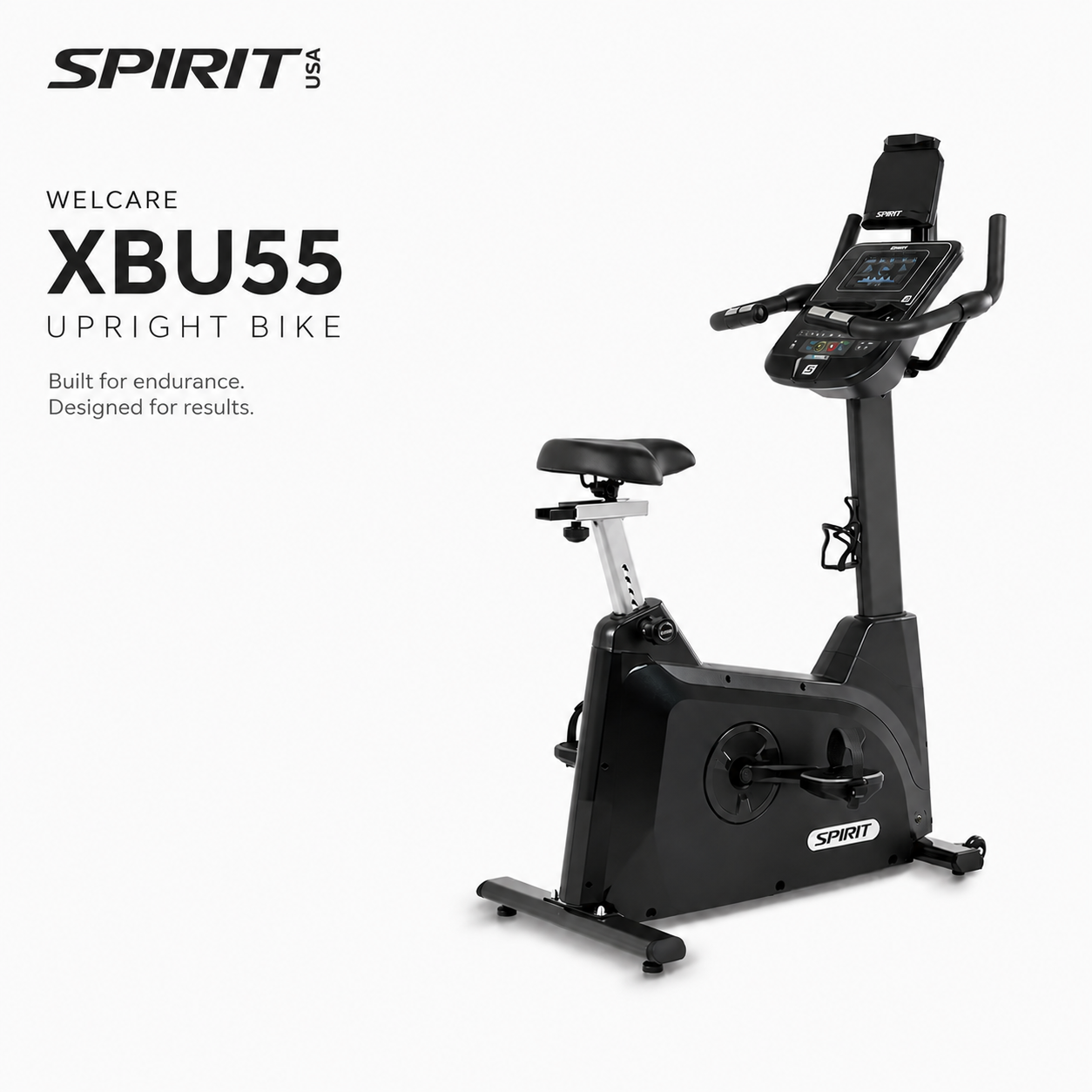 Spirit XBU55 Upright Bike with Bluetooth Connectivity & 20-Level ECB Resistance