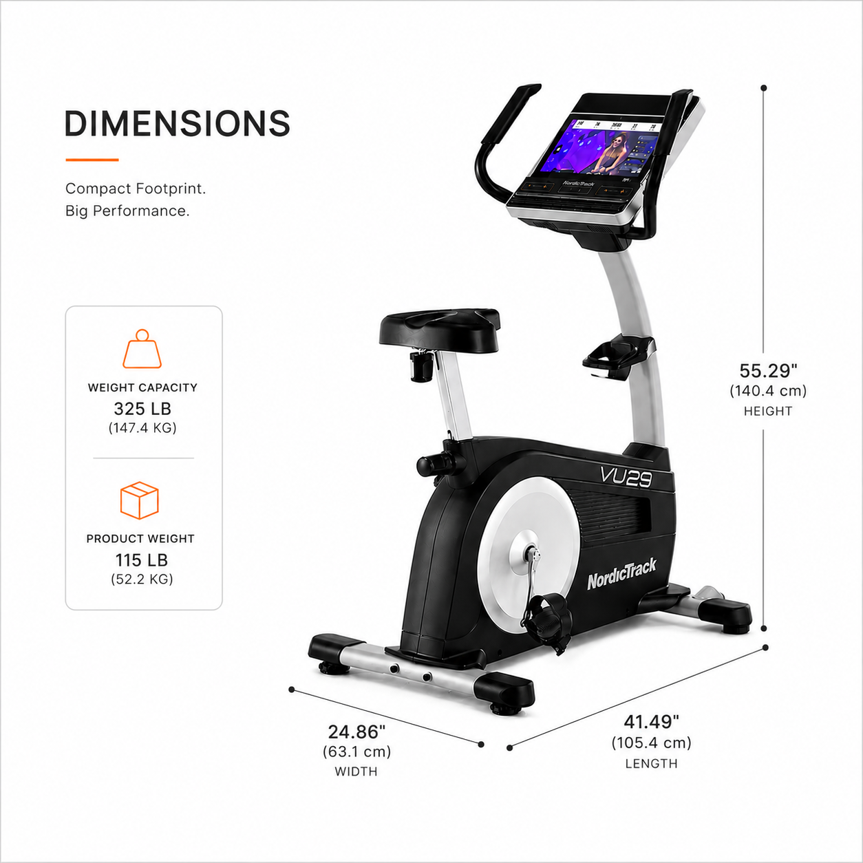 NordicTrack VU29 Upright Bike with 14” HD Touchscreen & 24 Digital Resistance Levels
