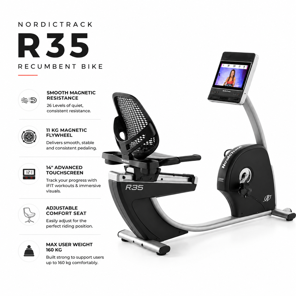 NordicTrack Commercial R35 Recumbent Bike with 14” Touchscreen & 26 Digital Resistance Levels