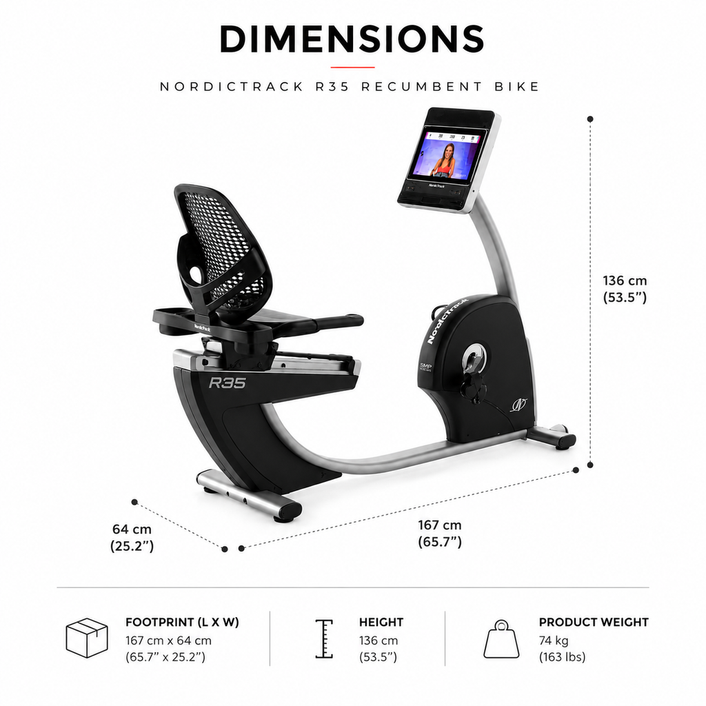 NordicTrack Commercial R35 Recumbent Bike with 14” Touchscreen & 26 Digital Resistance Levels