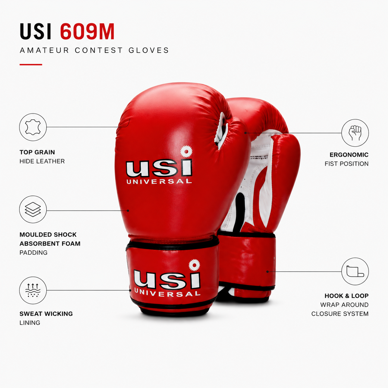 USI 609M Amateur Contest Boxing Gloves – Competition Training Gloves