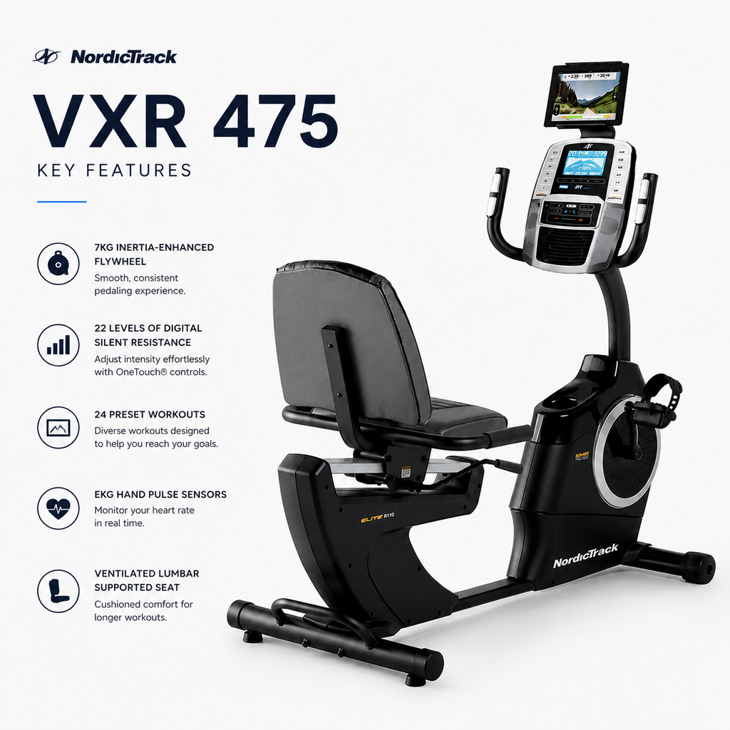 NordicTrack VXR 475 Recumbent Exercise Bike with 22-Level Magnetic Resistance & LCD Display