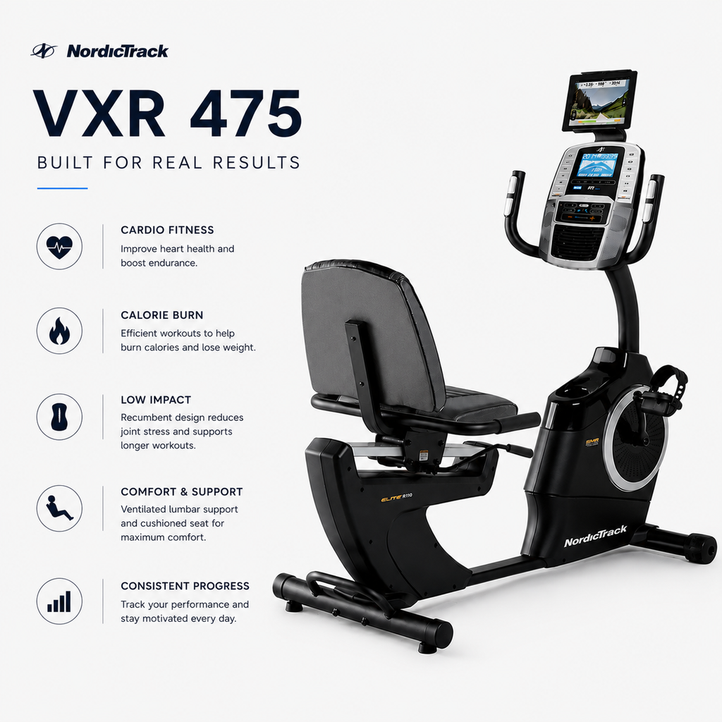 NordicTrack VXR 475 Recumbent Exercise Bike with 22-Level Magnetic Resistance & LCD Display