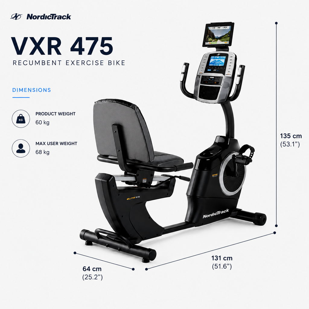 NordicTrack VXR 475 Recumbent Exercise Bike with 22-Level Magnetic Resistance & LCD Display