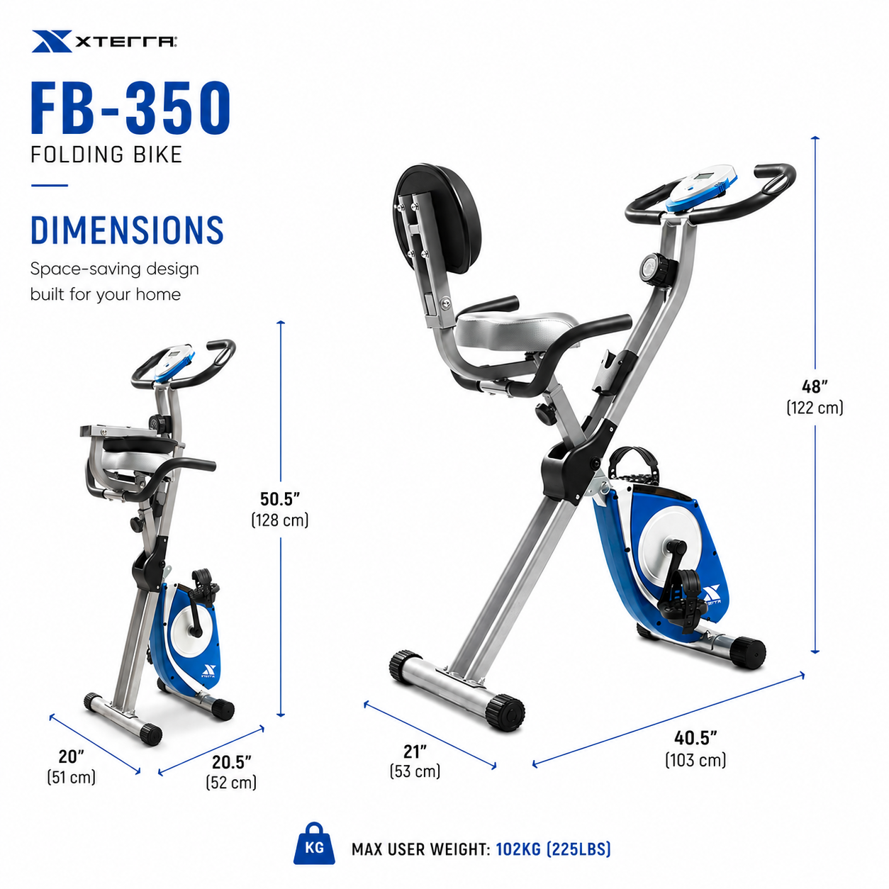 Xterra FB-350 Folding Exercise Bike with 8-Level Magnetic Resistance & LCD Console