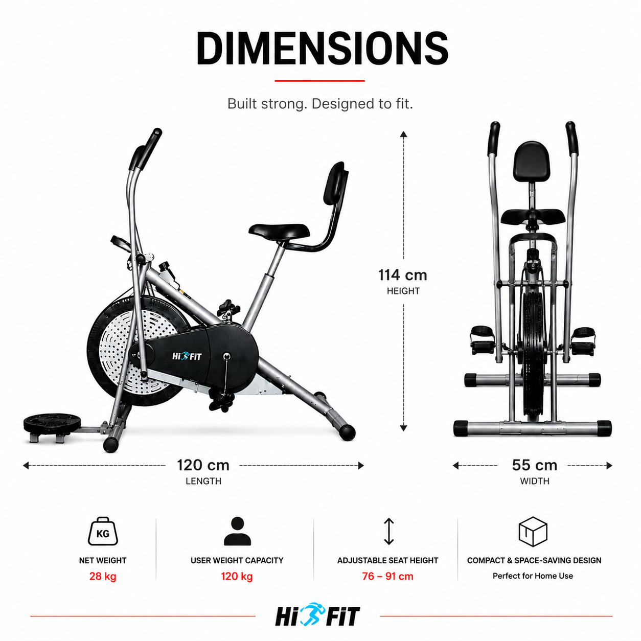 HIFIT MX-004 Air Bike with Air Resistance System & Full-Body Cardio Training