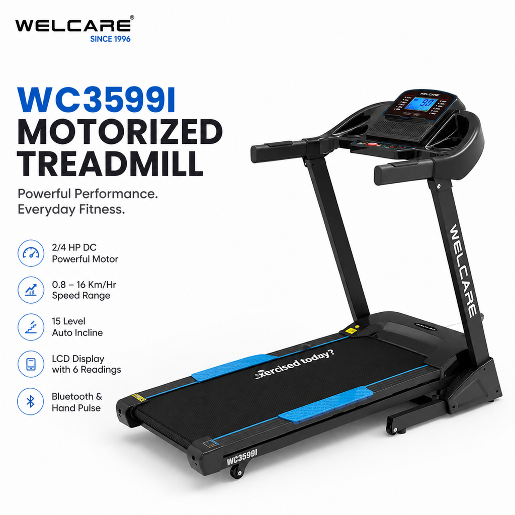 WC3599I Motorized Treadmill – 4.0HP Peak, Auto Incline, 16 km/h Speed, Bluetooth Home Fitness Machine