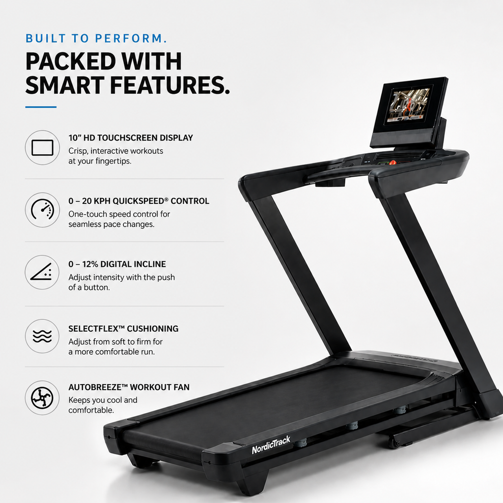 NordicTrack T Series 10 Treadmill – 2.75 CHP Motor, 10” HD Touchscreen, iFIT Enabled
