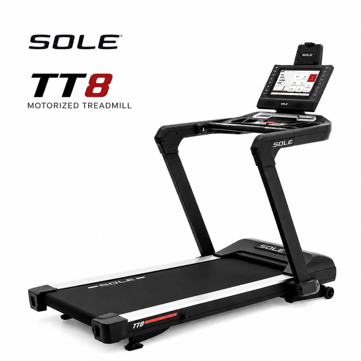 Sole TT8 Motorized Treadmill – 4.0HP Motor, 15.6” Touchscreen, Incline & Decline Commercial Fitness Machine