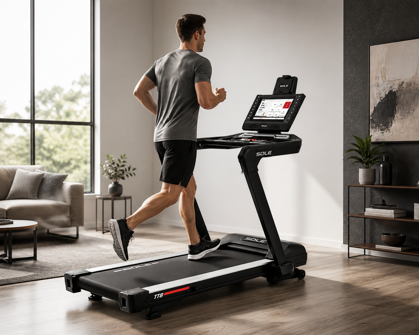 Sole TT8 Motorized Treadmill – 4.0HP Motor, 15.6” Touchscreen, Incline & Decline Commercial Fitness Machine