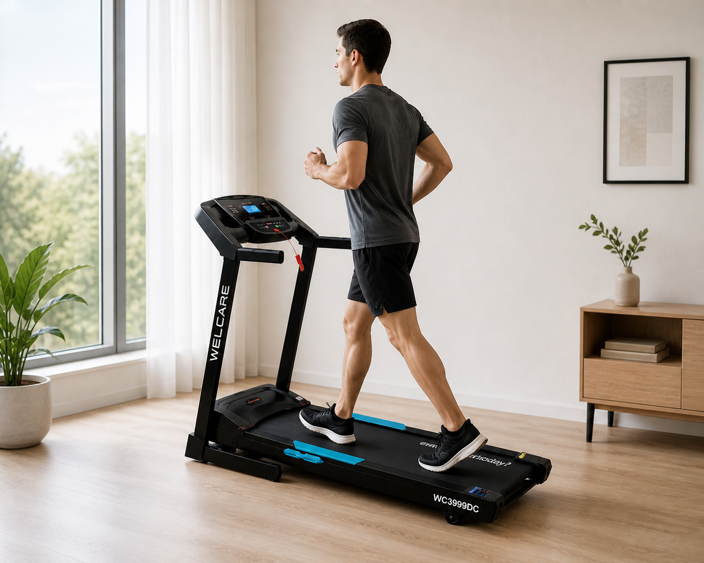 WC3999 DC Motorized Treadmill – 4.5HP Peak, 50 Programs, Foldable Home Fitness Machine