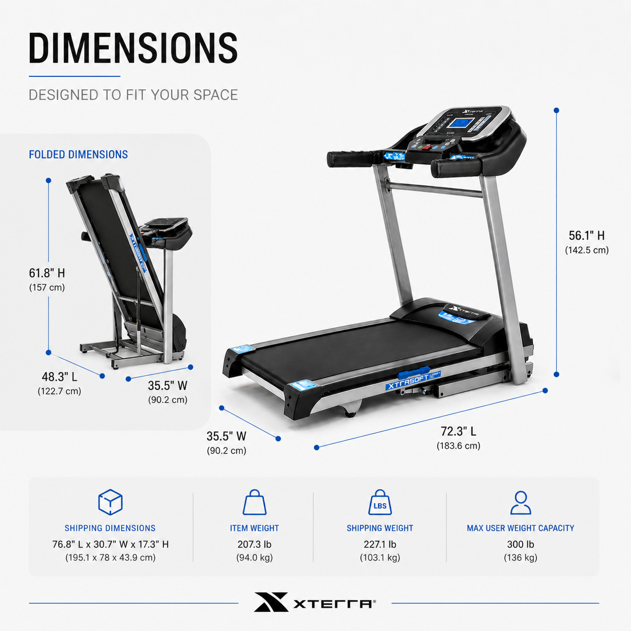 XTERRA TRX2500 Treadmill – 2.25HP Motor, 10 mph Speed, 10-Level Incline, Folding Home Fitness Machine