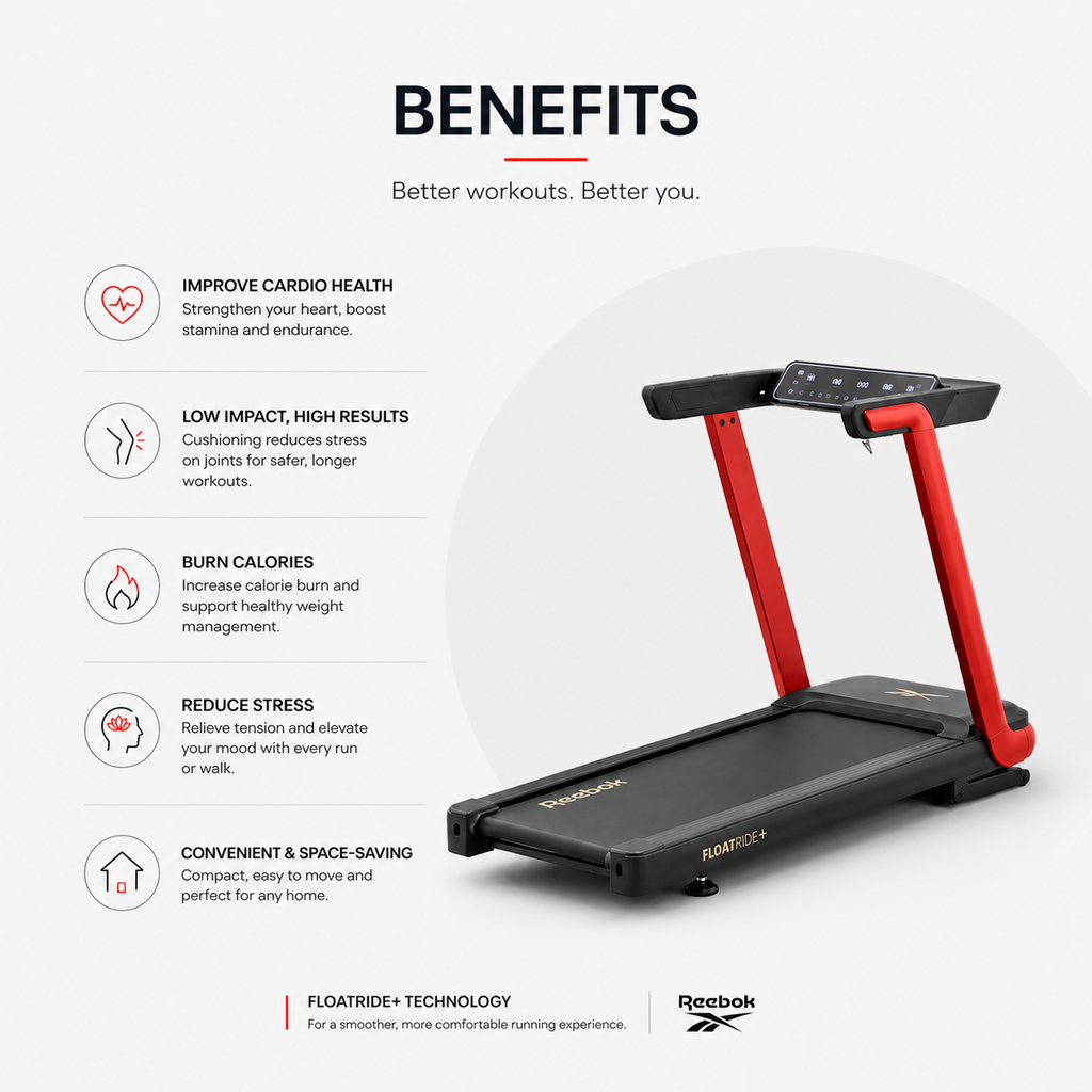Floatride+ Motorized Treadmill – 18 km/h Speed, 15-Level Auto Incline, LED Touch Display, Bluetooth Smart Fitness Machine