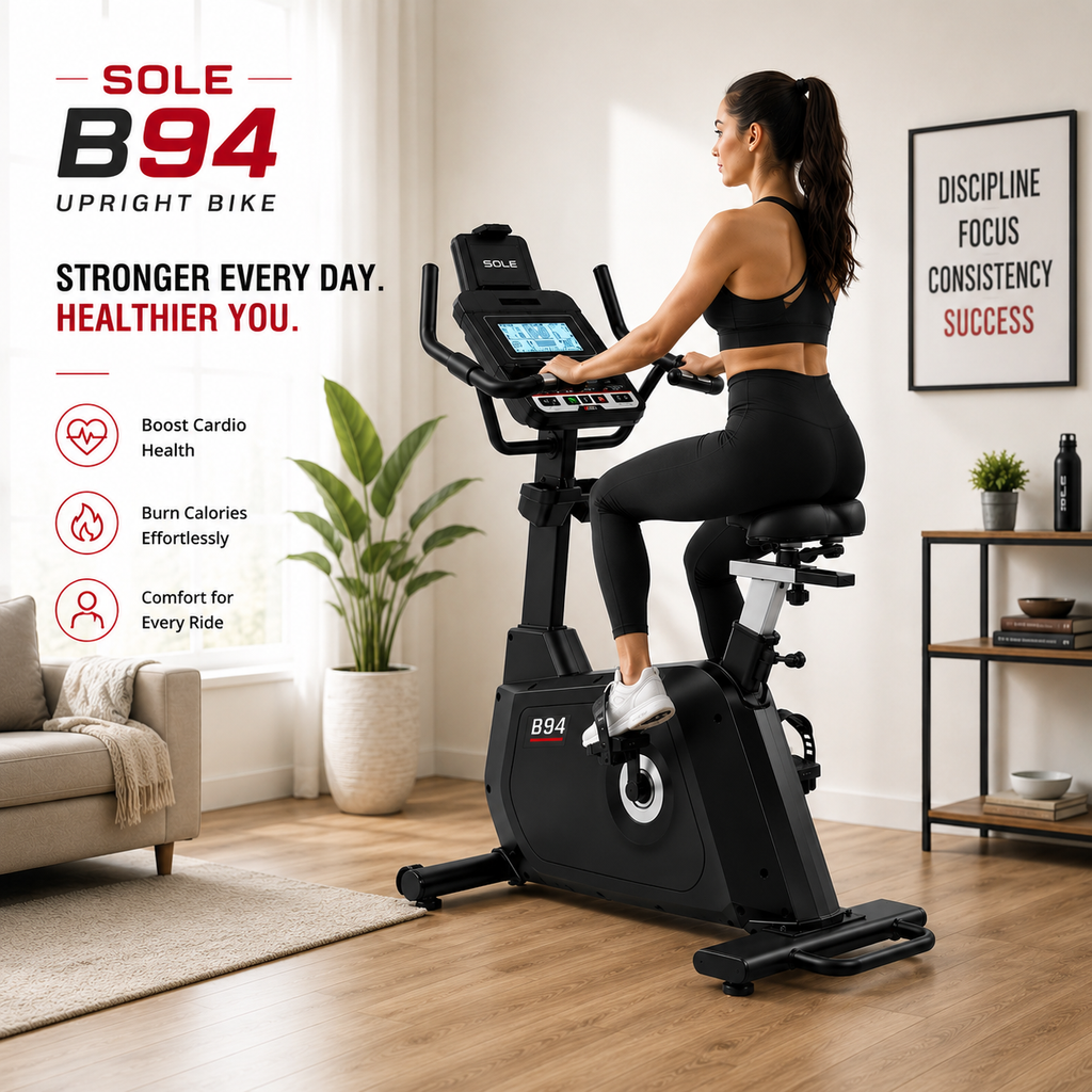 Sole B94 Upright Bike with 20-Level ECB Resistance & Bluetooth Connectivity