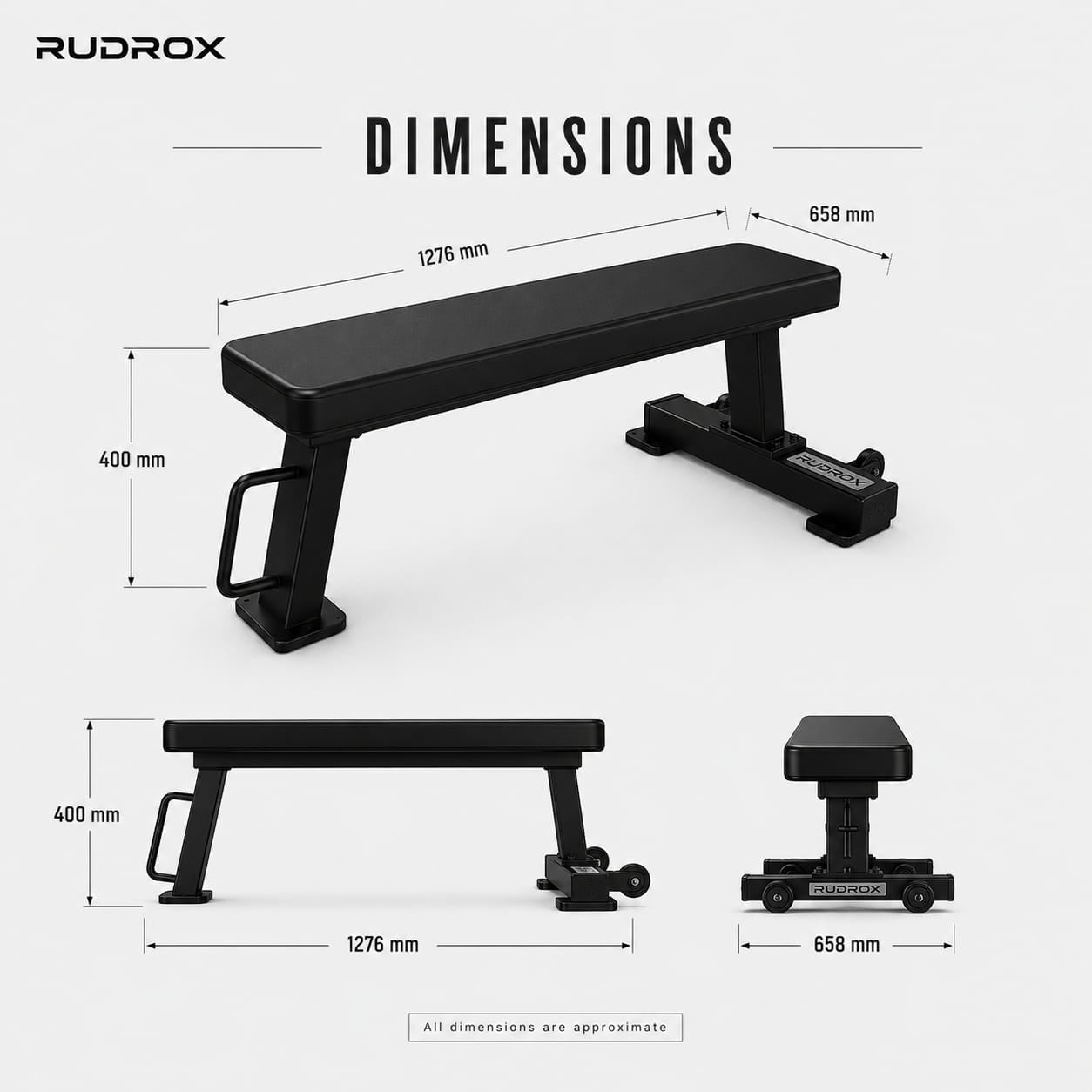 RUDROX RXF-01 Flat Weight Bench for Strength Training & Heavy Lifting