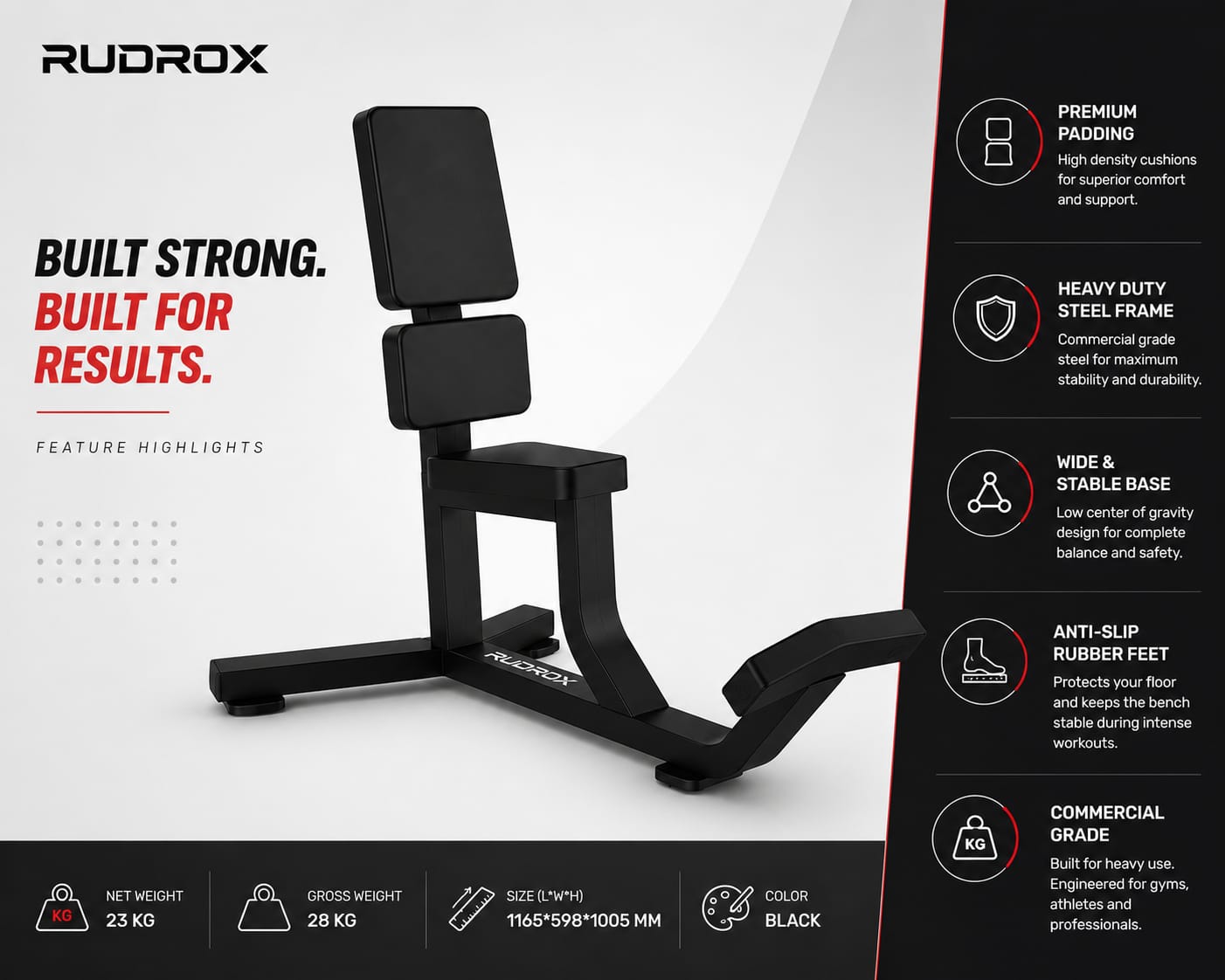 RUDROX RXS-02 Commercial Seated Utility Bench
