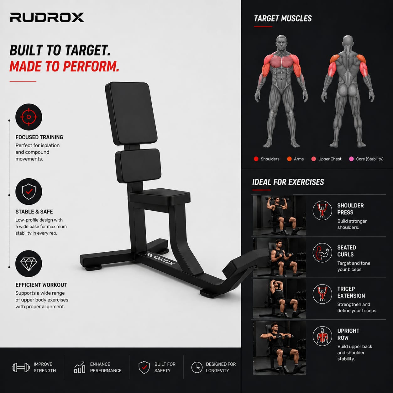 RUDROX RXS-02 Commercial Seated Utility Bench