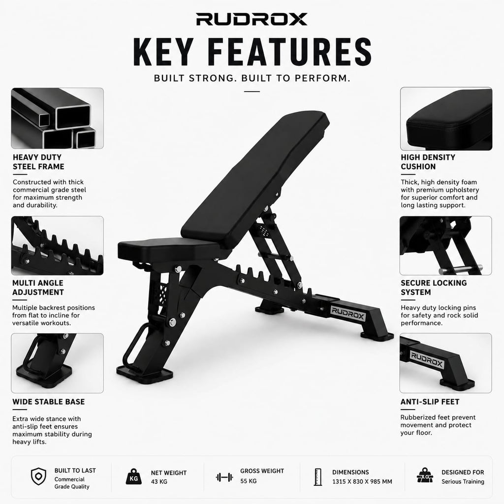 RUDROX RXA-05 Commercial Adjustable Weight Bench