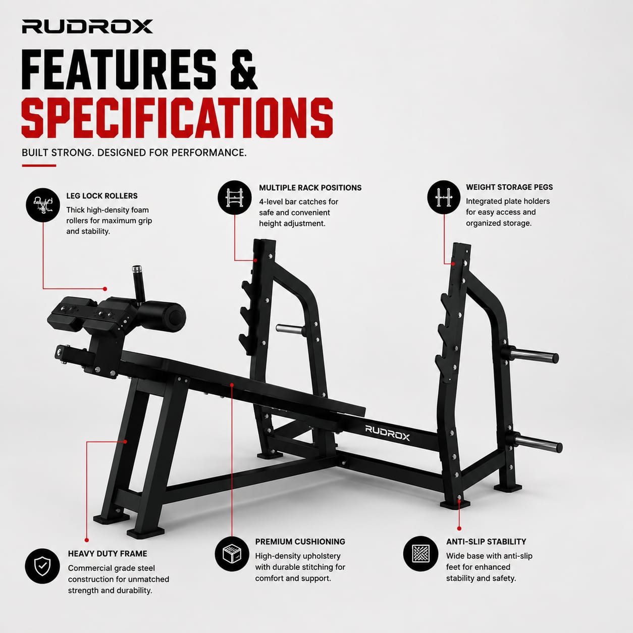 RUDROX RXD-08 Commercial Decline Bench Press Station