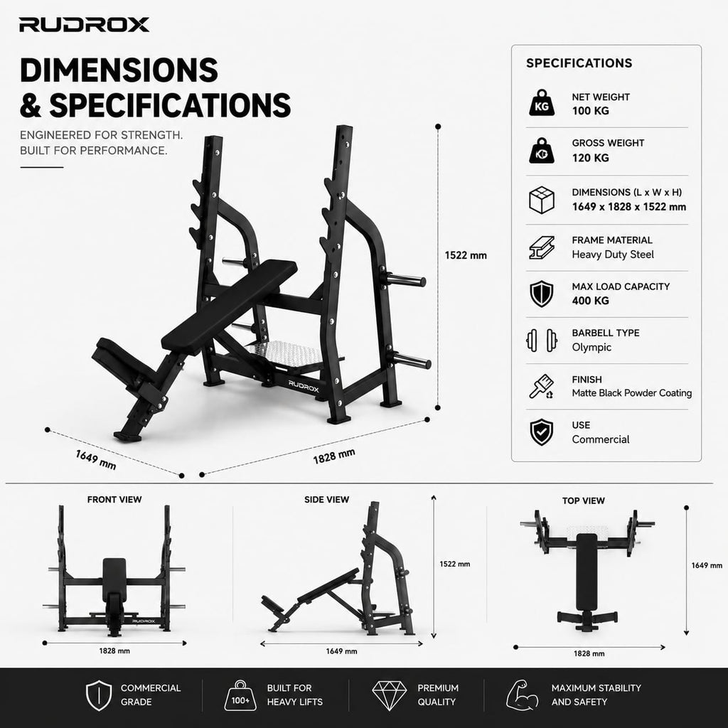 RUDROX RXI-10 Commercial Olympic Incline Bench Press