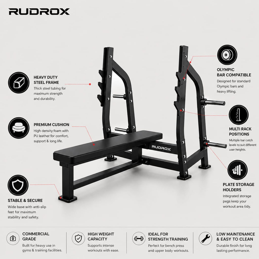 RUDROX RXF-20 Commercial Olympic Flat Bench Press