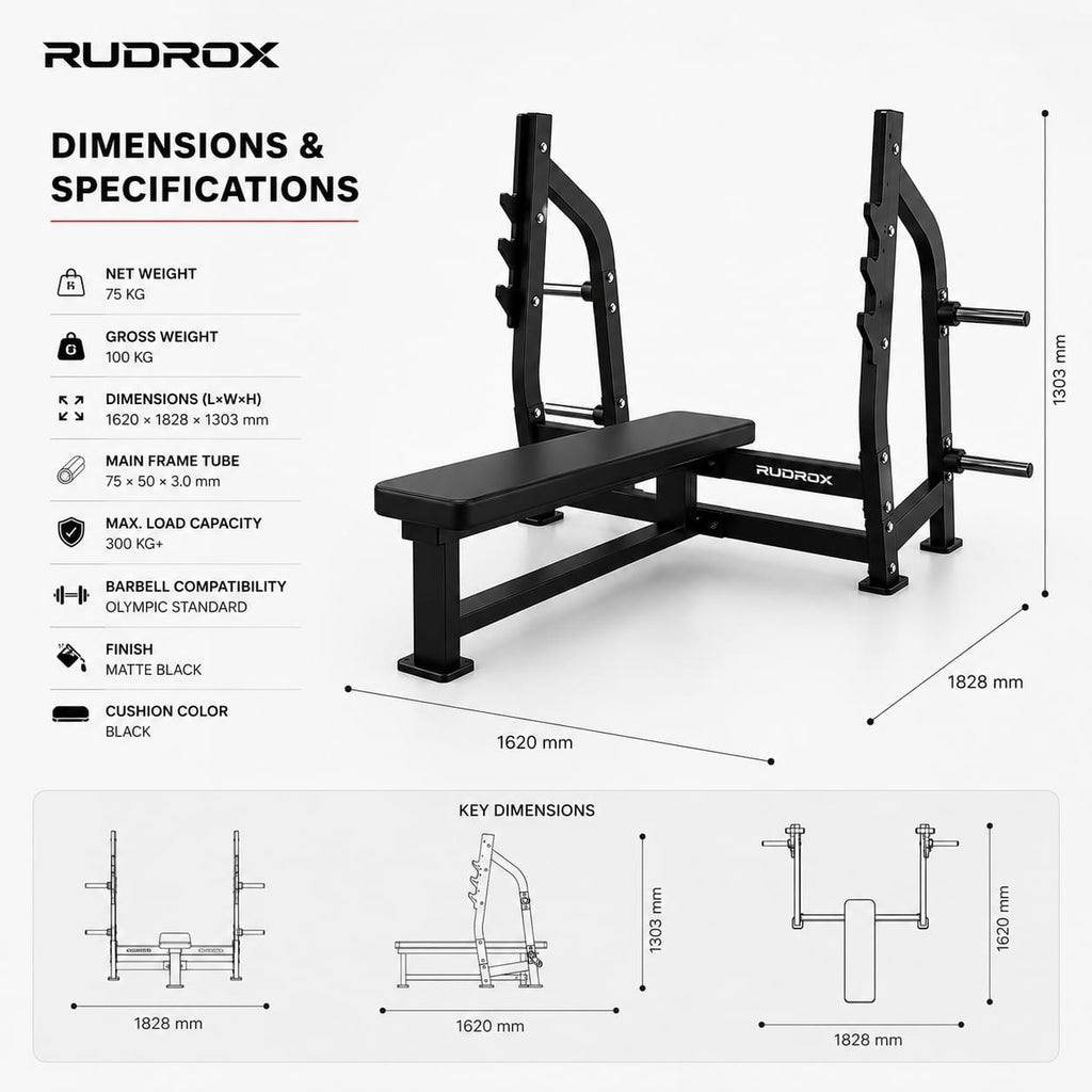 RUDROX RXF-20 Commercial Olympic Flat Bench Press