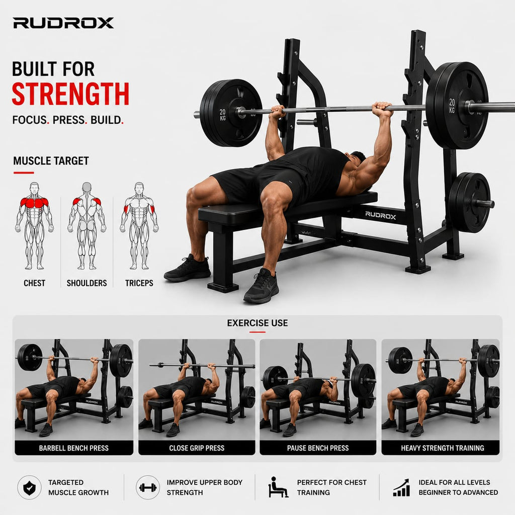 RUDROX RXF-20 Commercial Olympic Flat Bench Press