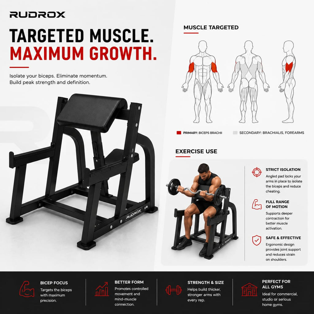 RUDROX RXP-35 Commercial Preacher Curl Bench