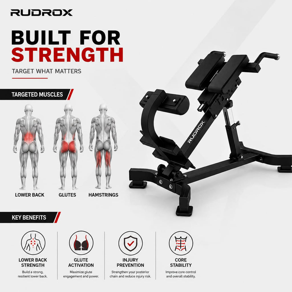 RUDROX RHX-45 Commercial Adjustable Hyperextension Bench