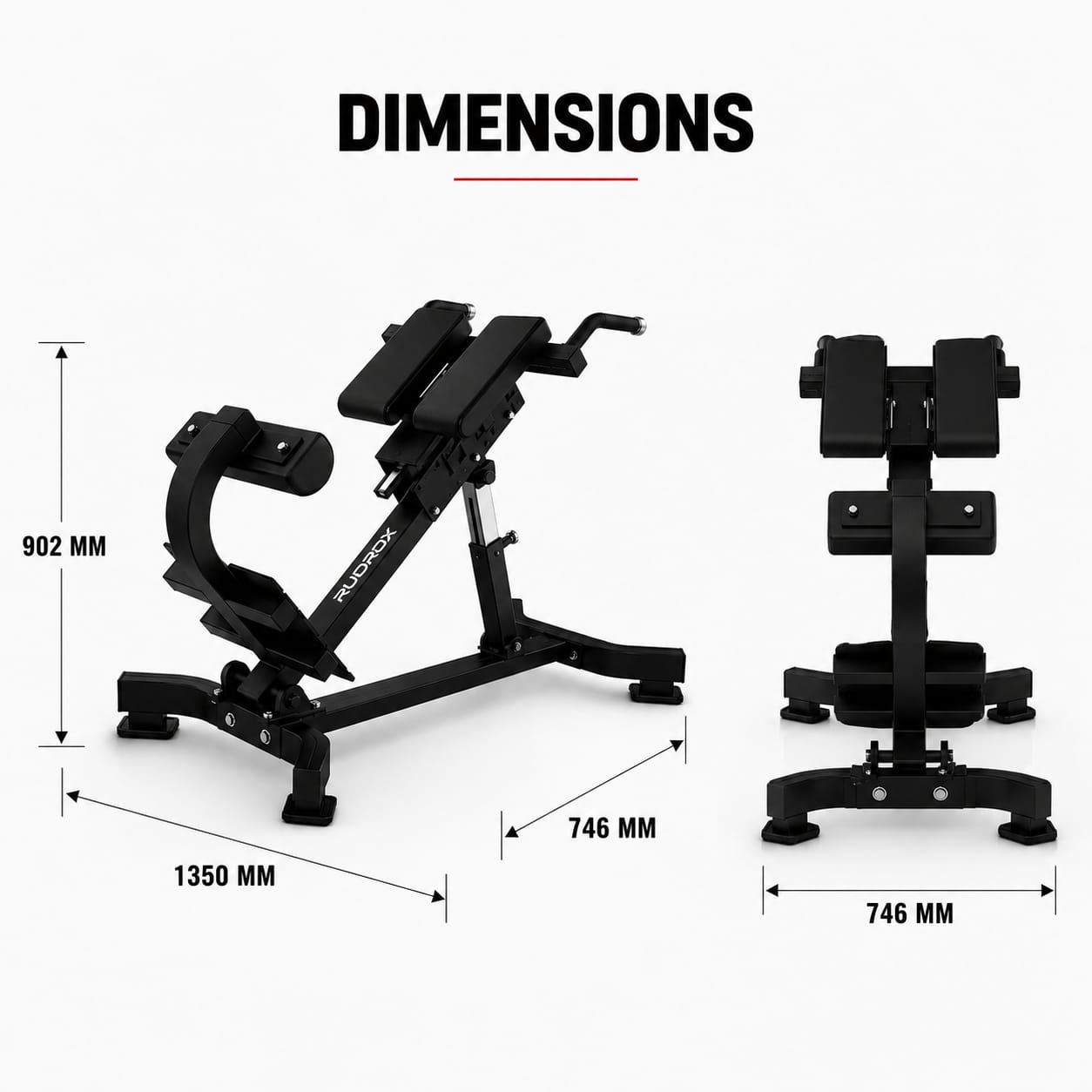 RUDROX RHX-45 Commercial Adjustable Hyperextension Bench