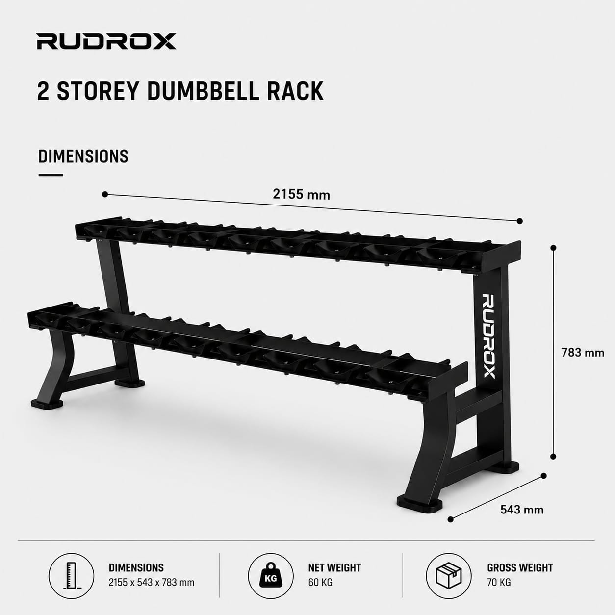 RUDROX RDR-20 Commercial 2-Tier Dumbbell Rack