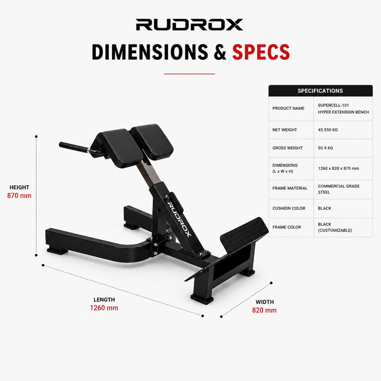 RUDROX SUPERCELL-101 Hyper Extension Bench