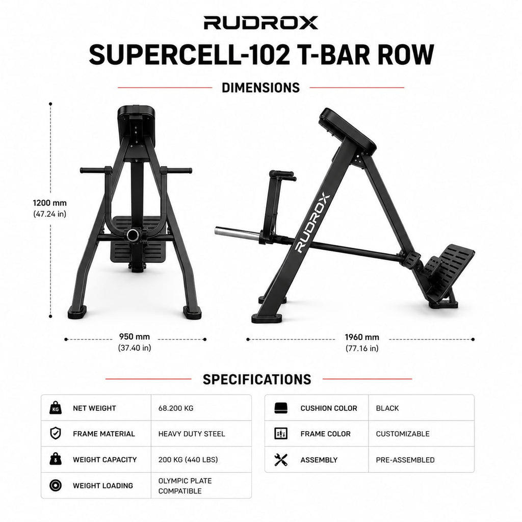 RUDROX SUPERCELL-102 Chest Supported T-Bar Row Machine