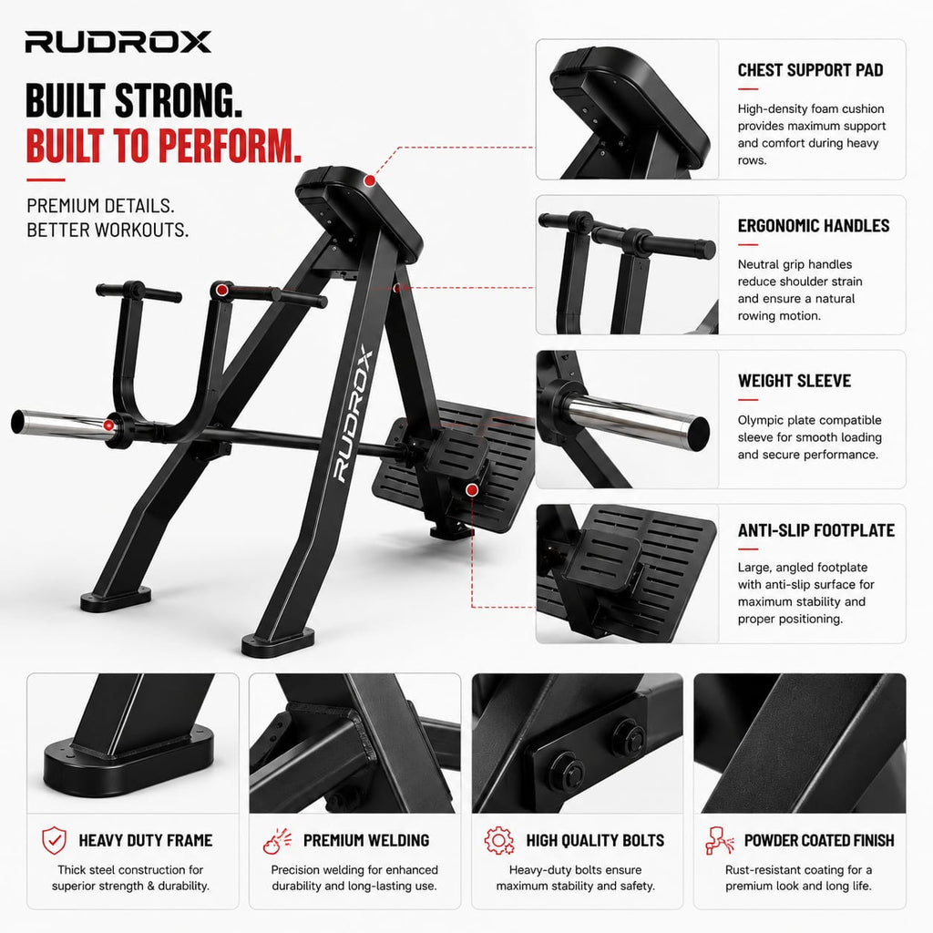 RUDROX SUPERCELL-102 Chest Supported T-Bar Row Machine
