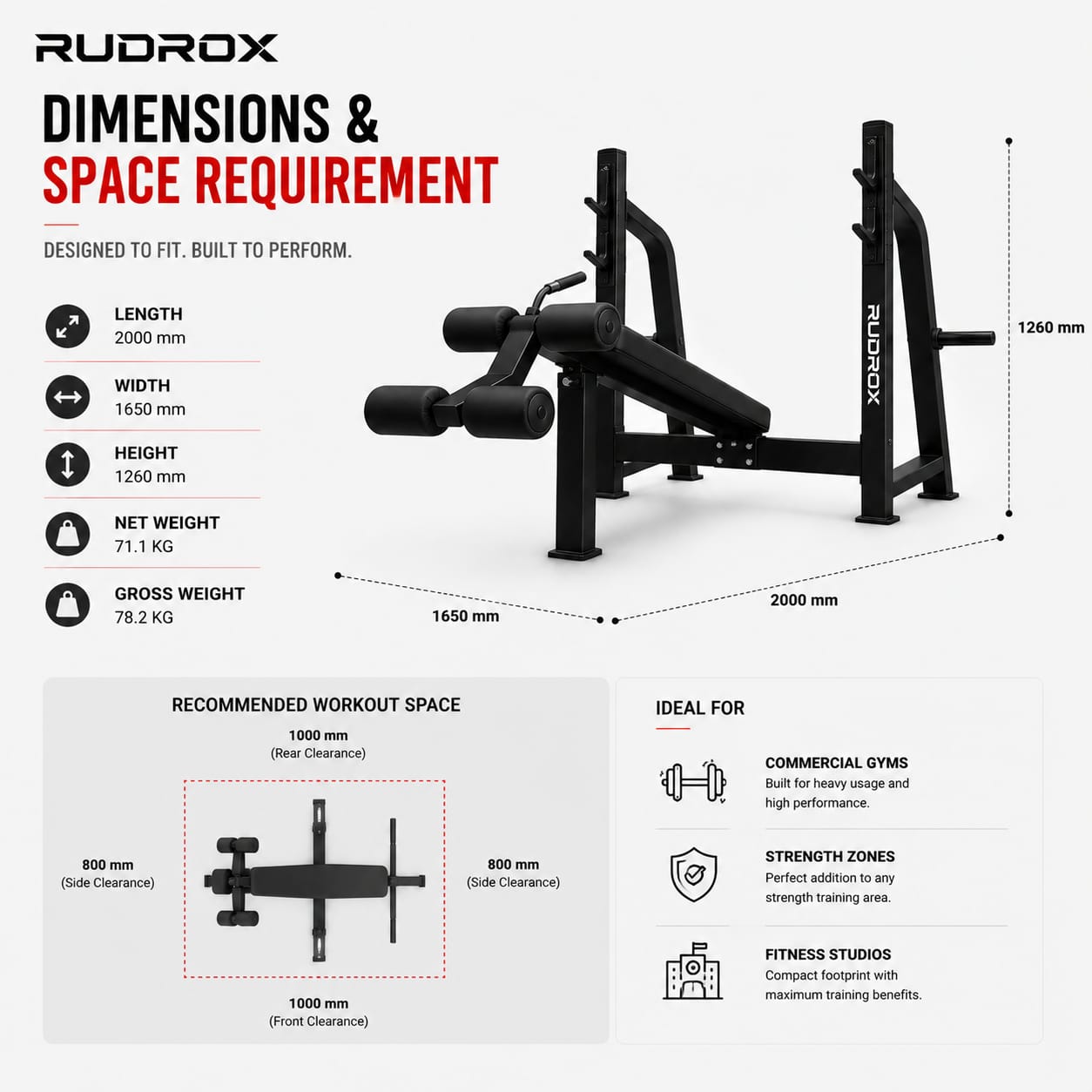 RUDROX TITAN-210 Decline Chest Press Bench