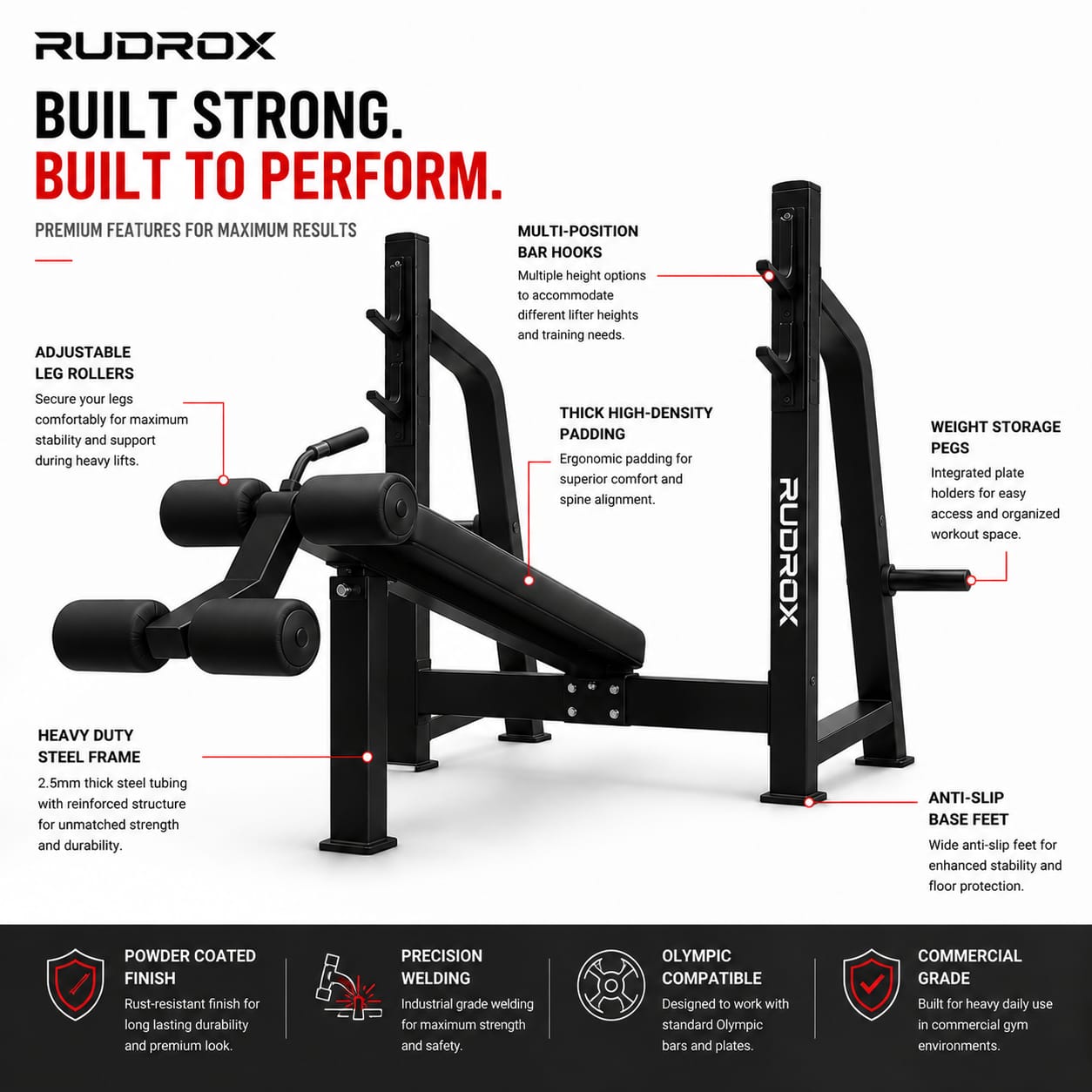 RUDROX TITAN-210 Decline Chest Press Bench