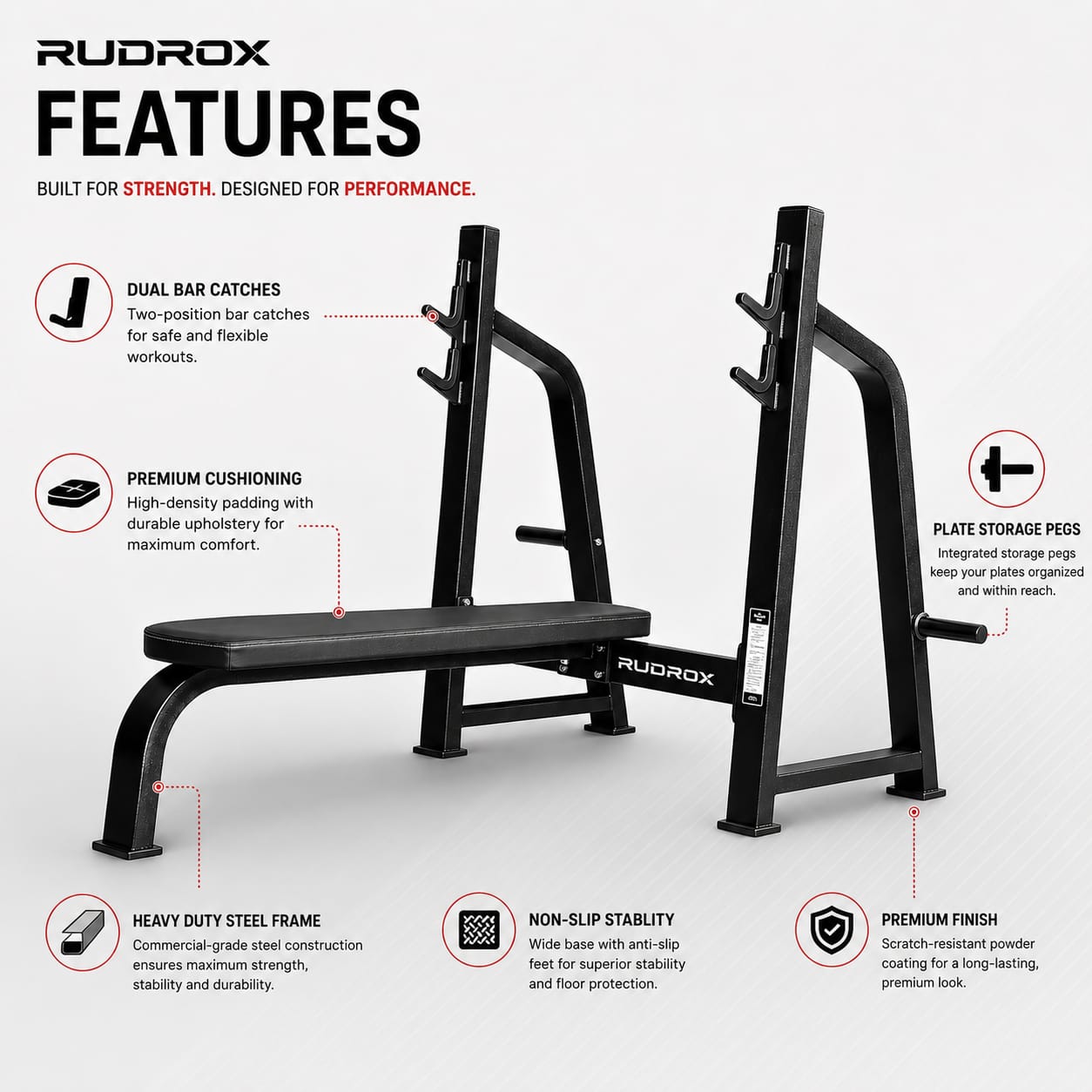RUDROX TITAN-174 Olympic Flat Bench