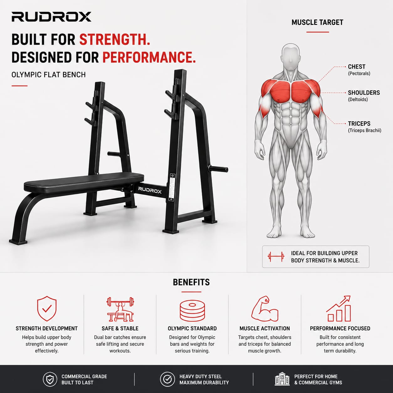 RUDROX TITAN-174 Olympic Flat Bench