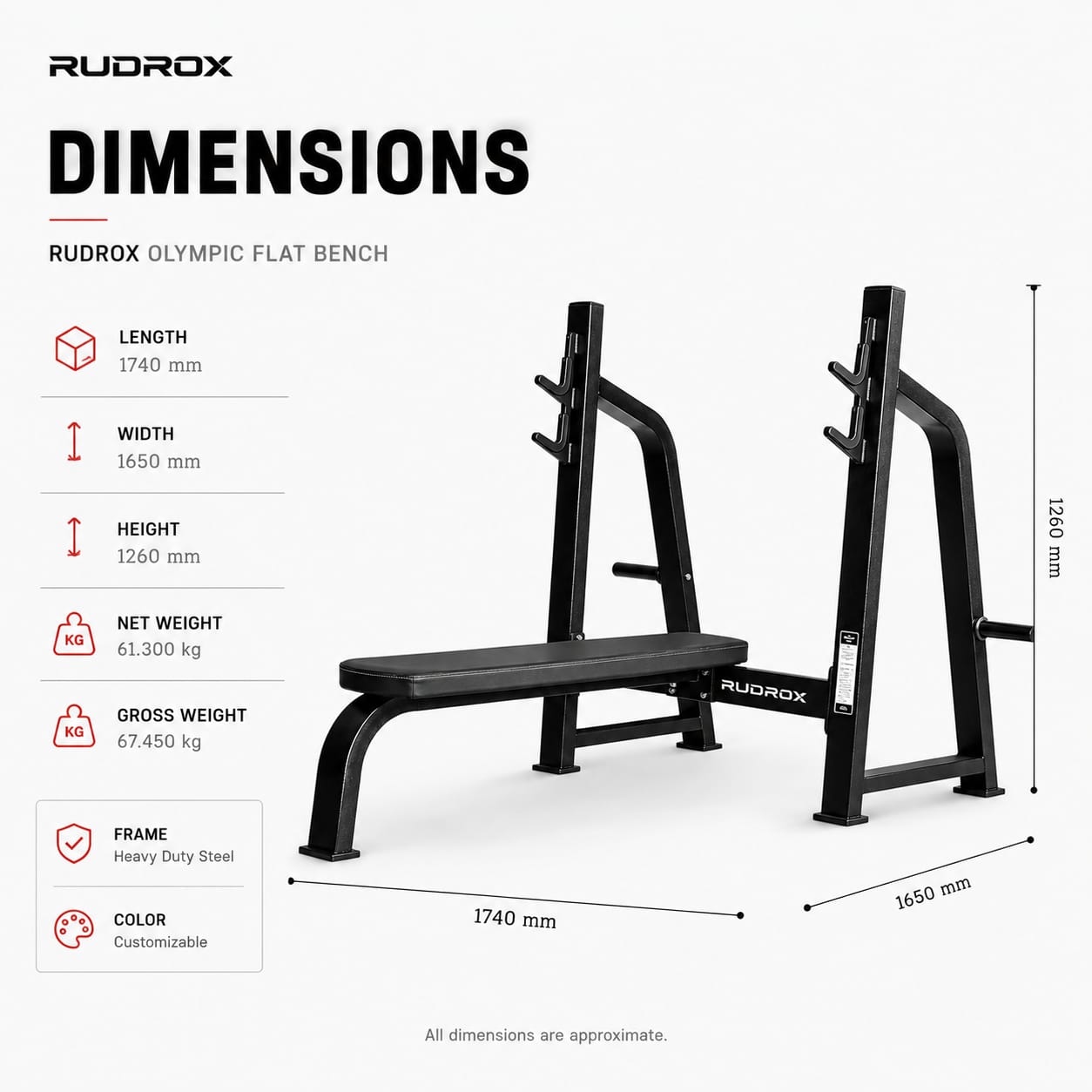 RUDROX TITAN-174 Olympic Flat Bench