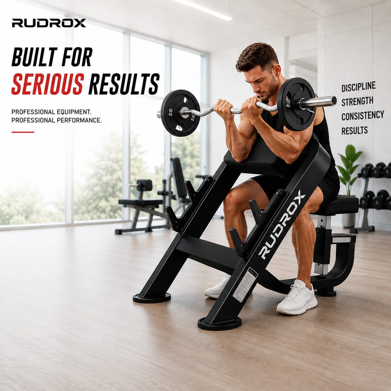 RUDROX Commercial Preacher Curl Bench – RDX-PCB01