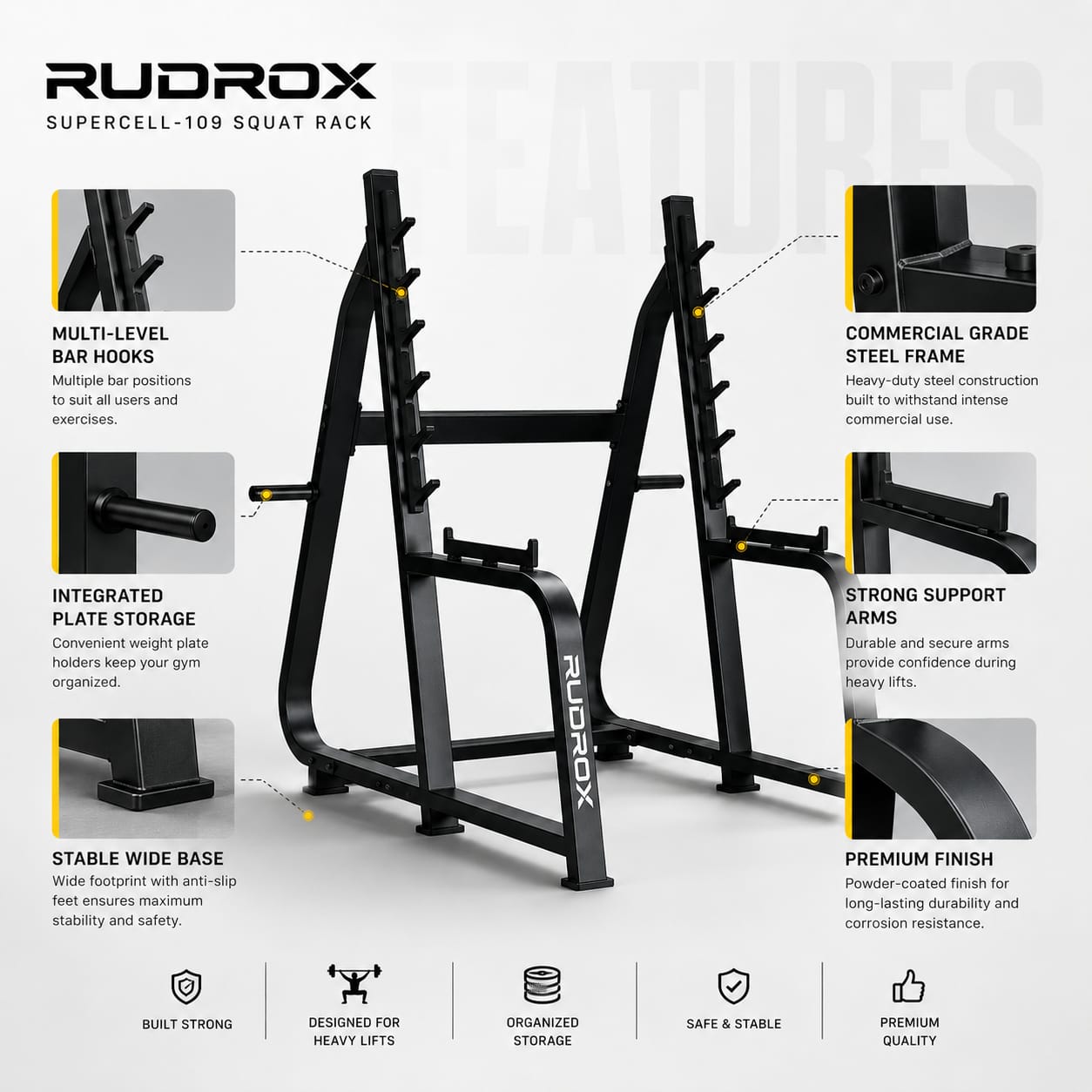 RUDROX SuperCell-109 Commercial Squat Rack