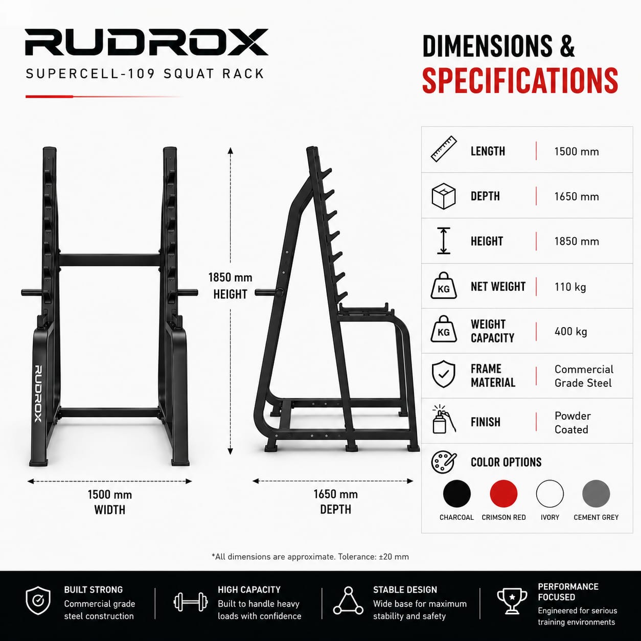 RUDROX SuperCell-109 Commercial Squat Rack