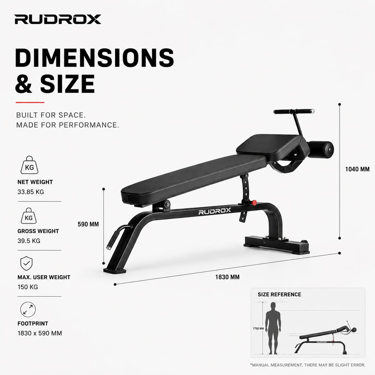 RUDROX RDX-AB1830 Adjustable Decline Ab Bench
