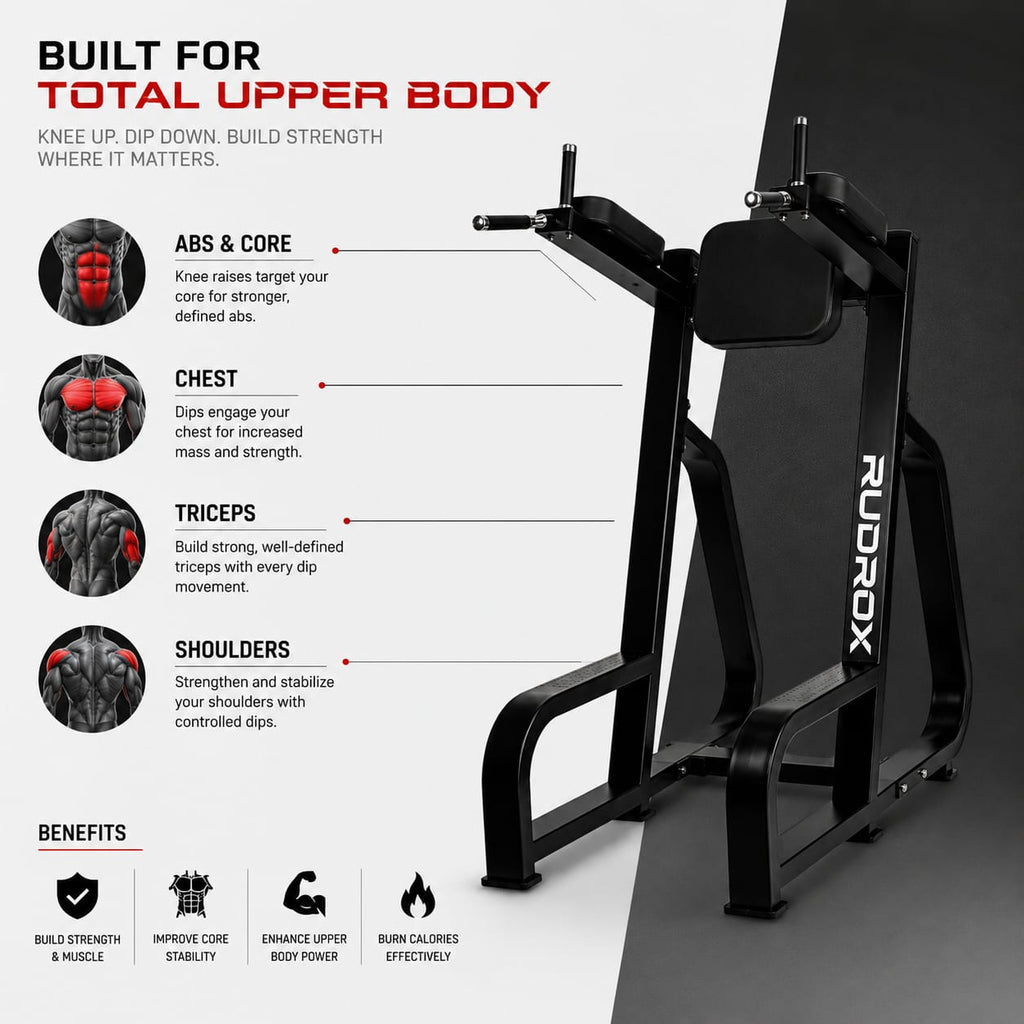 RUDROX RDX-CD1300 Commercial Vertical Knee Raise & Dip Station