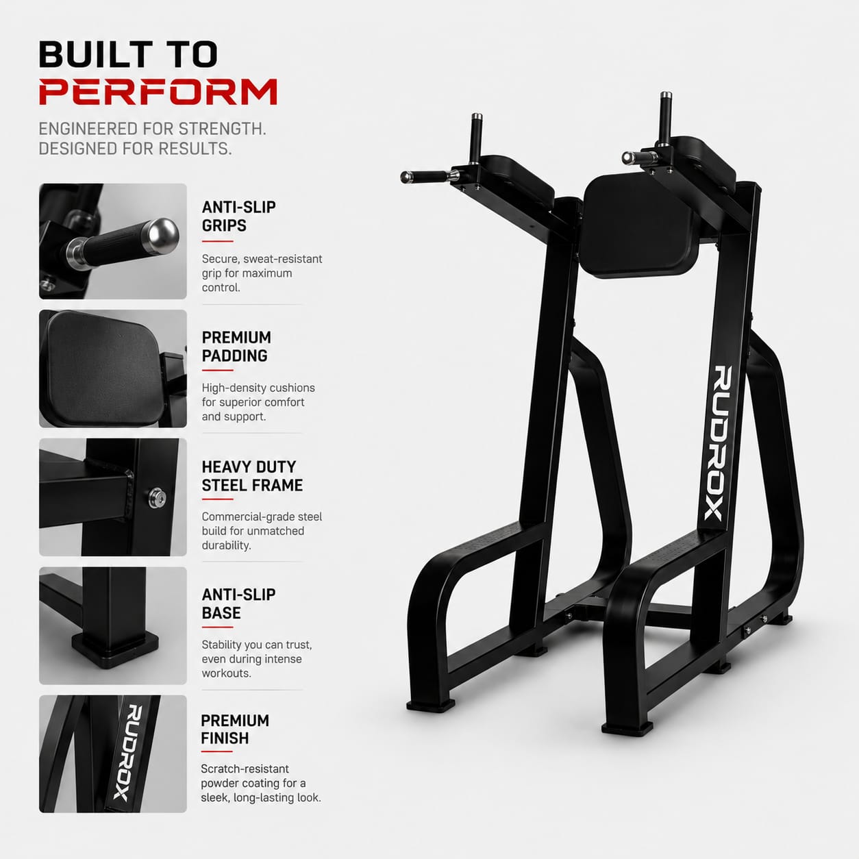 RUDROX RDX-CD1300 Commercial Vertical Knee Raise & Dip Station