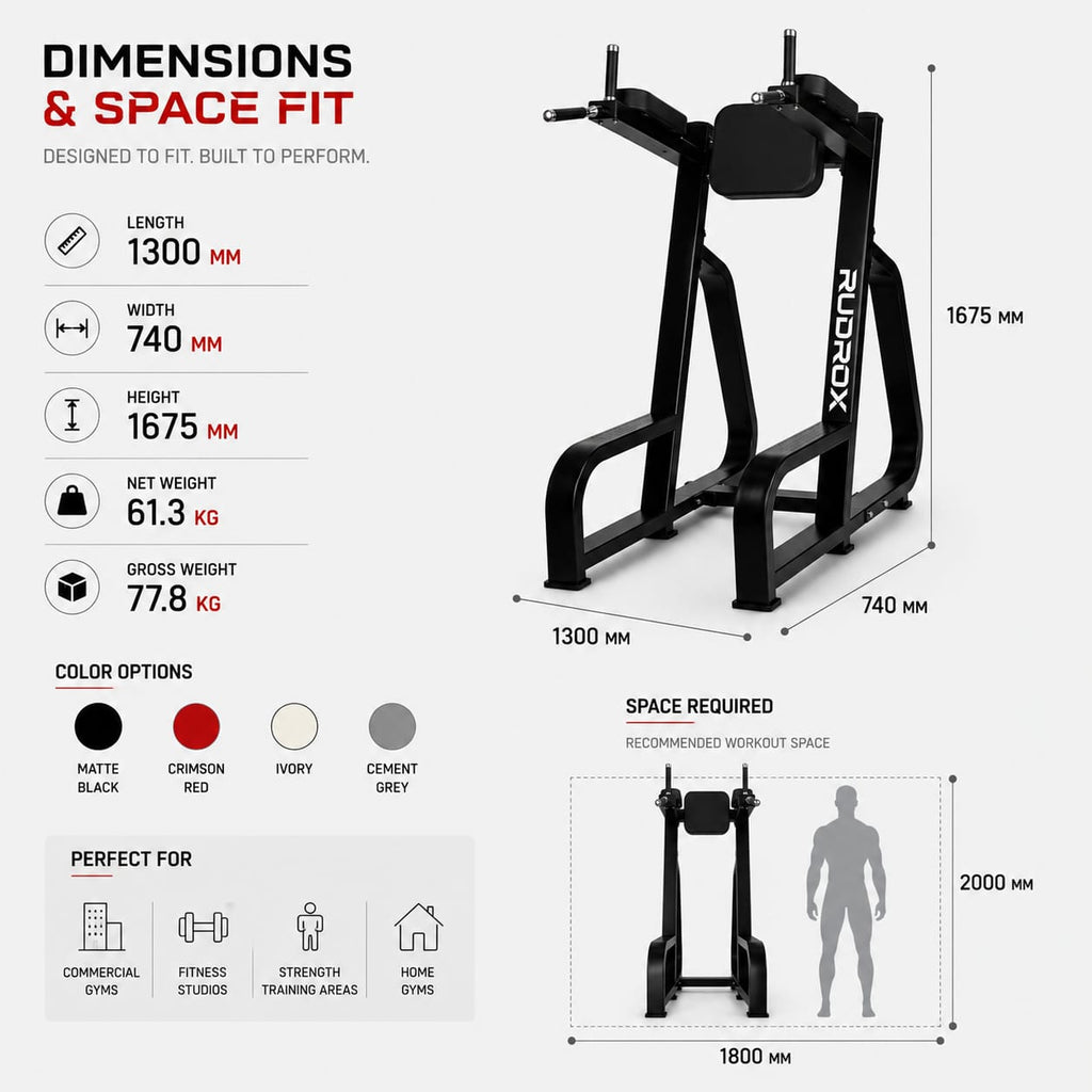 RUDROX RDX-CD1300 Commercial Vertical Knee Raise & Dip Station