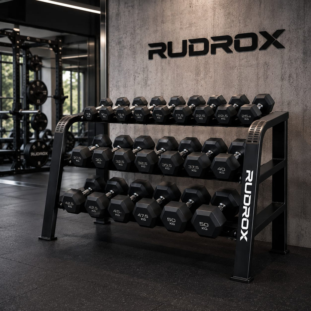 RUDROX RDX-DR1650 Commercial 3-Tier Dumbbell Rack