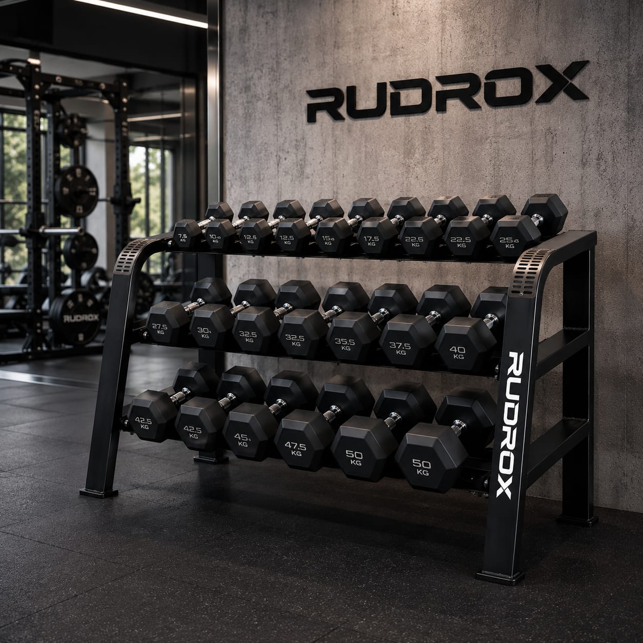 RUDROX RDX-DR1650 Commercial 3-Tier Dumbbell Rack