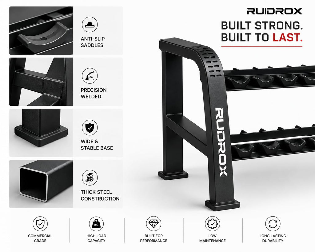 RUDROX RDX-DR1330 Commercial 2-Tier Dumbbell Rack
