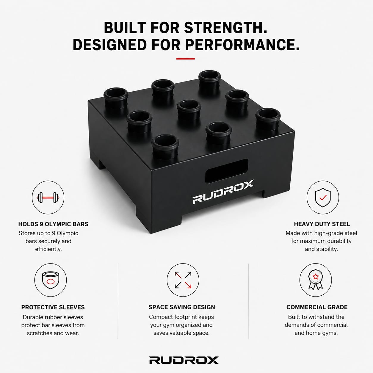 RUDROX RDX-BS09 Commercial Olympic Barbell Storage Stand